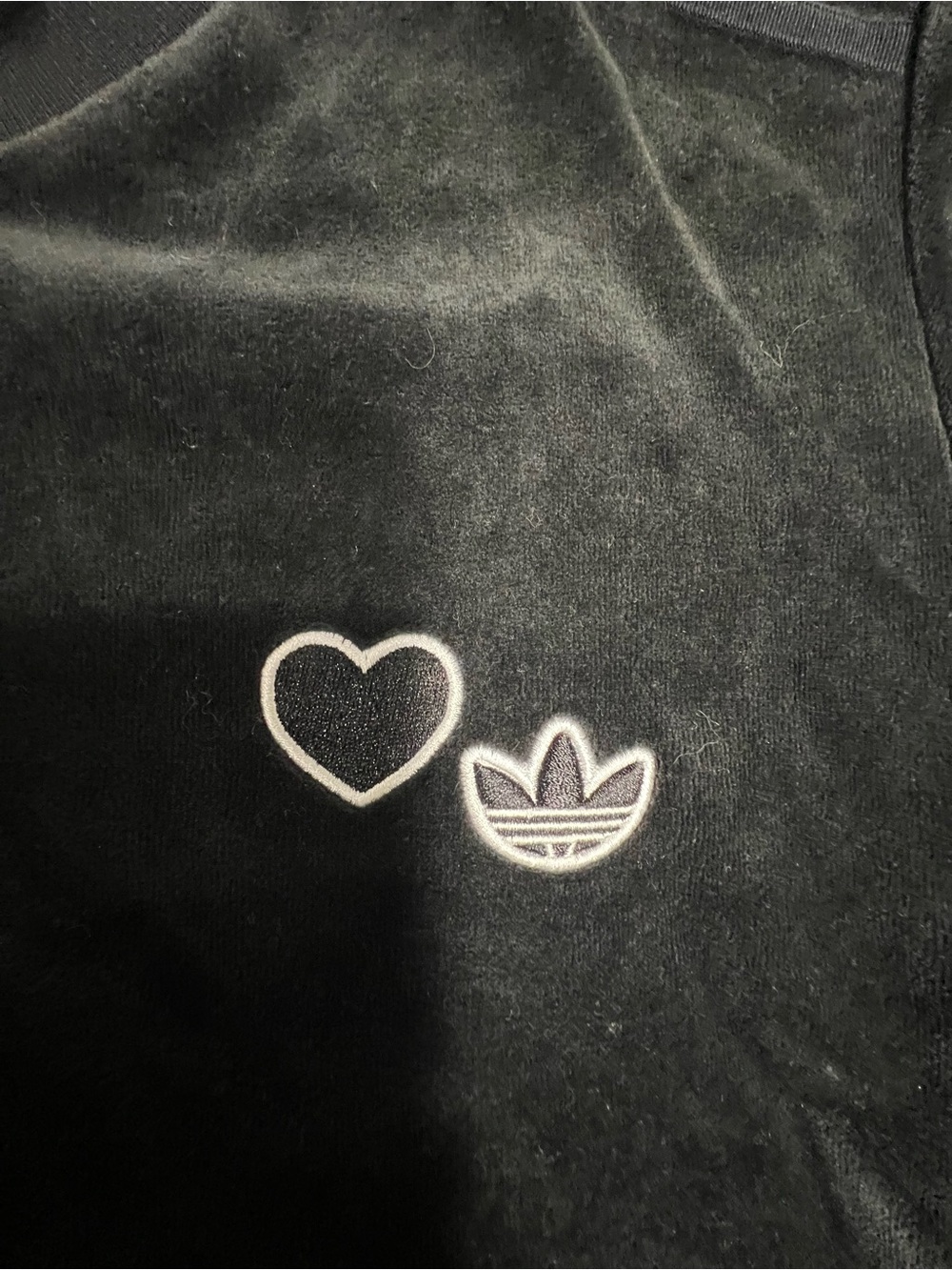 adidas Black Crop Top with Heart & Trefoil Logos